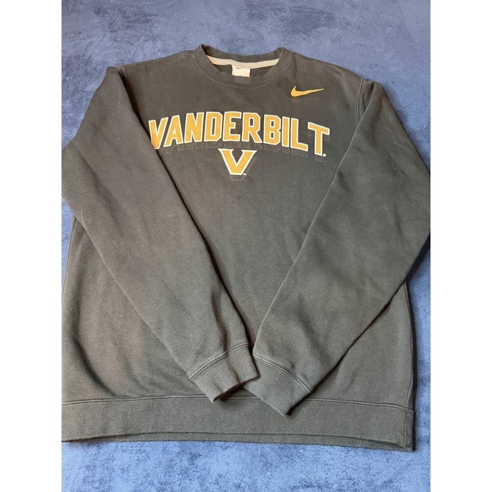 Vanderbilt Nike Crewneck Sweatshirt Mens Medium Black Pullover NCAA Logo